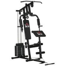 HOMCOM Stazione Fitness Multifunzione con Pesi fino 45kg e Panca Imbottita