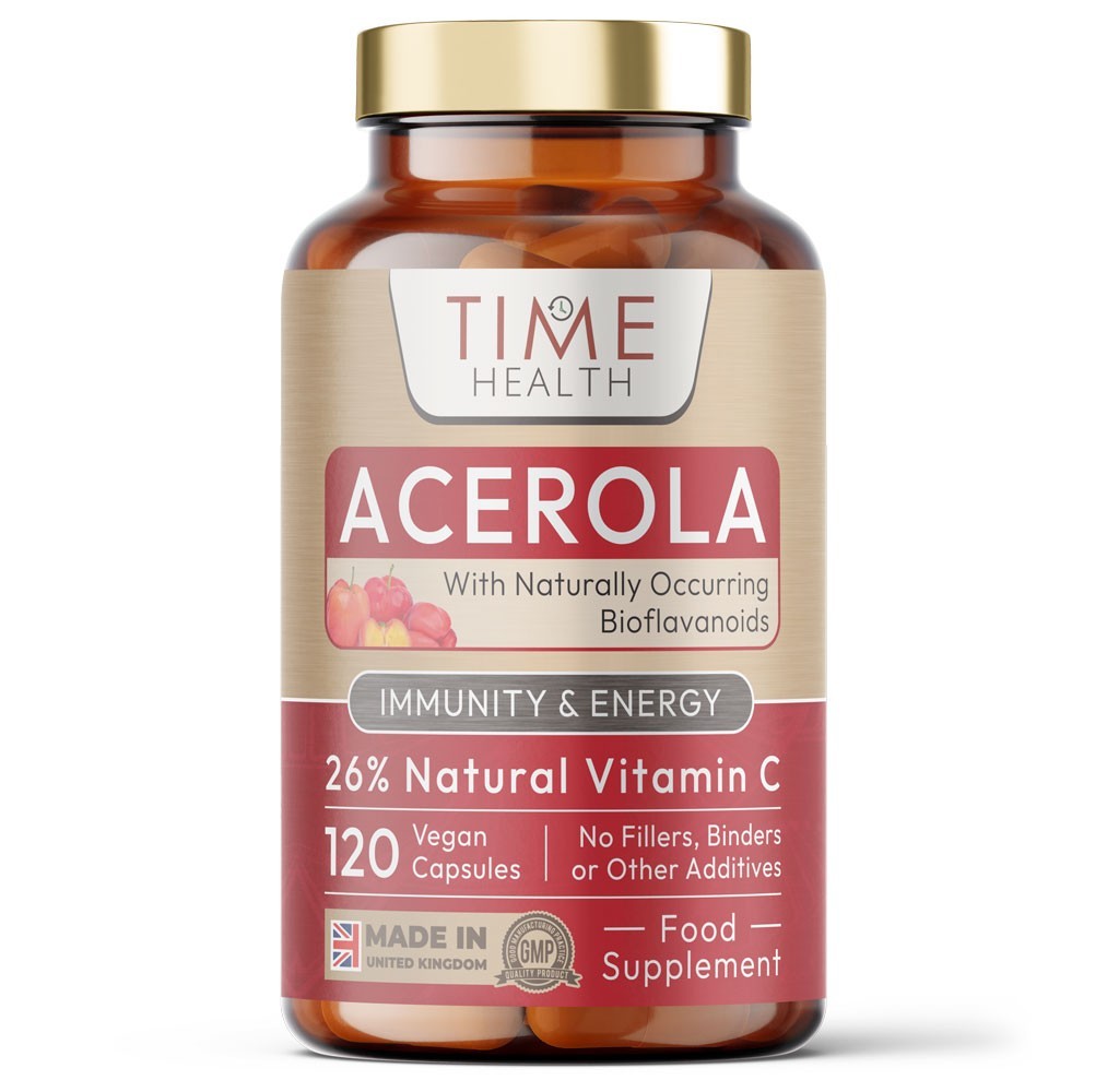 Time Health Acerola Cherry Capsules Extract - Natural Vitamin C - Immune Support