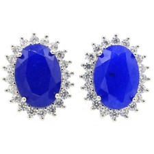 Highly Recommend Real Blue Sapphire CZ Women Wedding Silver Earrings