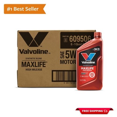 MaxLife 5W-20 Synthetic Blend Motor Oil for Vehicles Over 75,000 Miles - 6 Qts