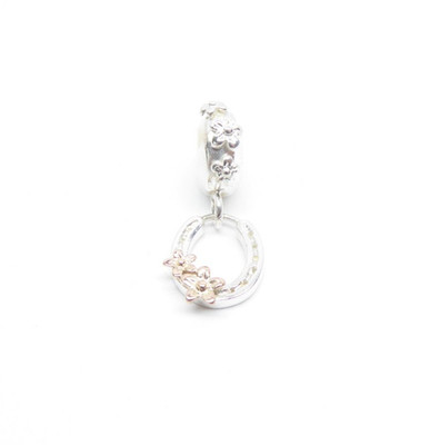 Clogau Welsh Gold Sterling Silver & 9ct Rose Gold Horseshoe Flowers Charm.