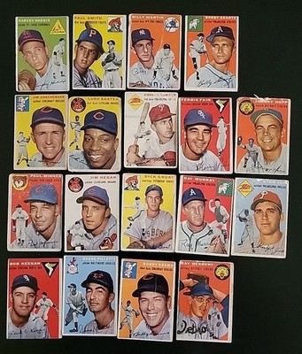 1954 Topps Baseball Card Lot - 18 Different - W/ Paul Smith and Billy Martin