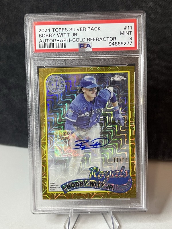 2024 Topps-1989 Topps Chrome Mojo Auto Bobby Witt Jr Gold Refractor/50 