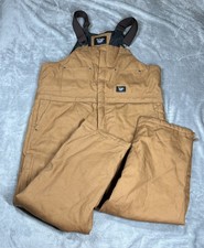 Walls Blizzard Pruf Duck Canvas Insulated Bib Overalls 2XL Brown Work Snow Hunt