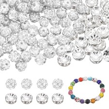 100 Pcs 6mm Rhinestone Spacer Beads for Jewelry Making, White