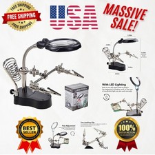 Stable Steel-Weighted Helping Hands Soldering Station with Magnification Clips