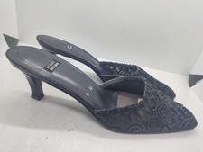 stuart weitzman Black Embroidered Mesh Pointed Toe Size 8