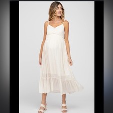 ASOS Maternity Cream Maxi Dress Sleeveless Lace Boho Cream White Size 12