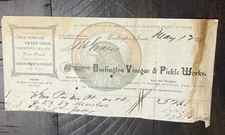 Burlington Vinegar & Pickle Works Antique Billhead Receipt Iowa Hawkeye Graphics