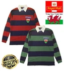 New Men's Cymru Elis Wales Welsh Dragon Shield Stripe Collared Rugby T Shirt