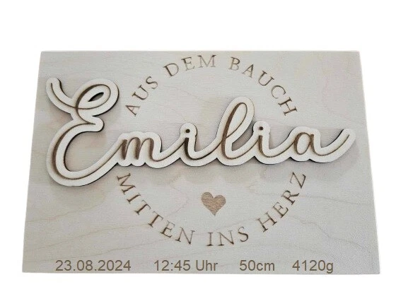 Personalisierte Erinnerungsbox / Erinnerungskiste zur Geburt mit Deckel aus Holz - Bild 2 von 4