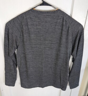 Mack Weldon Heather Gray Slub L/S Large Stretch Performance Shirt Poly Blend