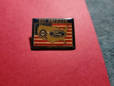 Ford motors Co. ''Buy American'' United Auto Workers UAW Flag & map pin