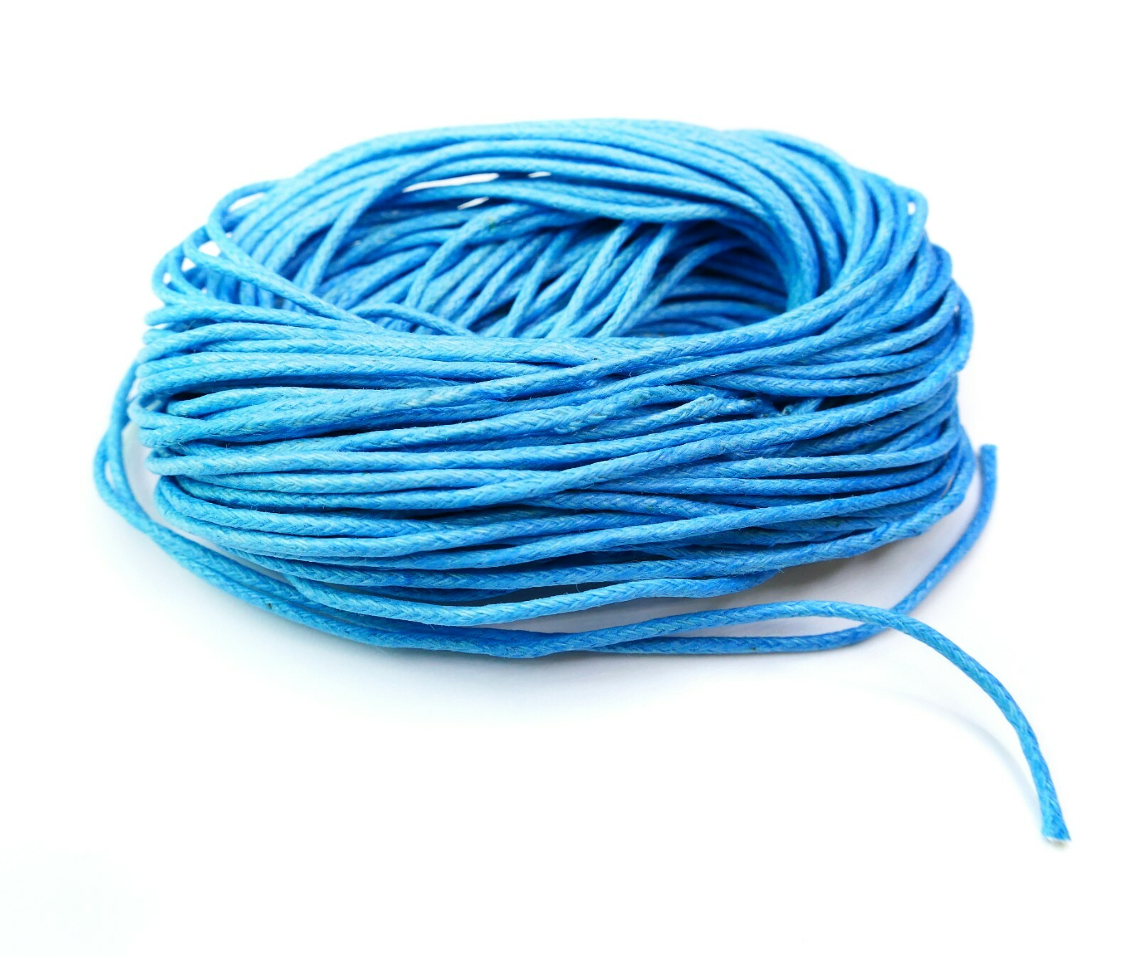 10M Waxed Cotton Cord - 1mm - Sky Blue - Strong Flexible - P00853