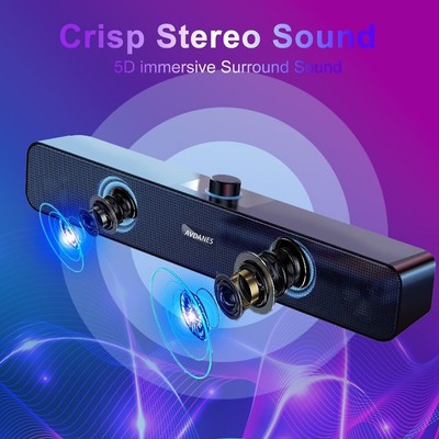 Computer Speakers Wireless Desktop Soundbar Stereo,Gradient RGB Lighting Speaker