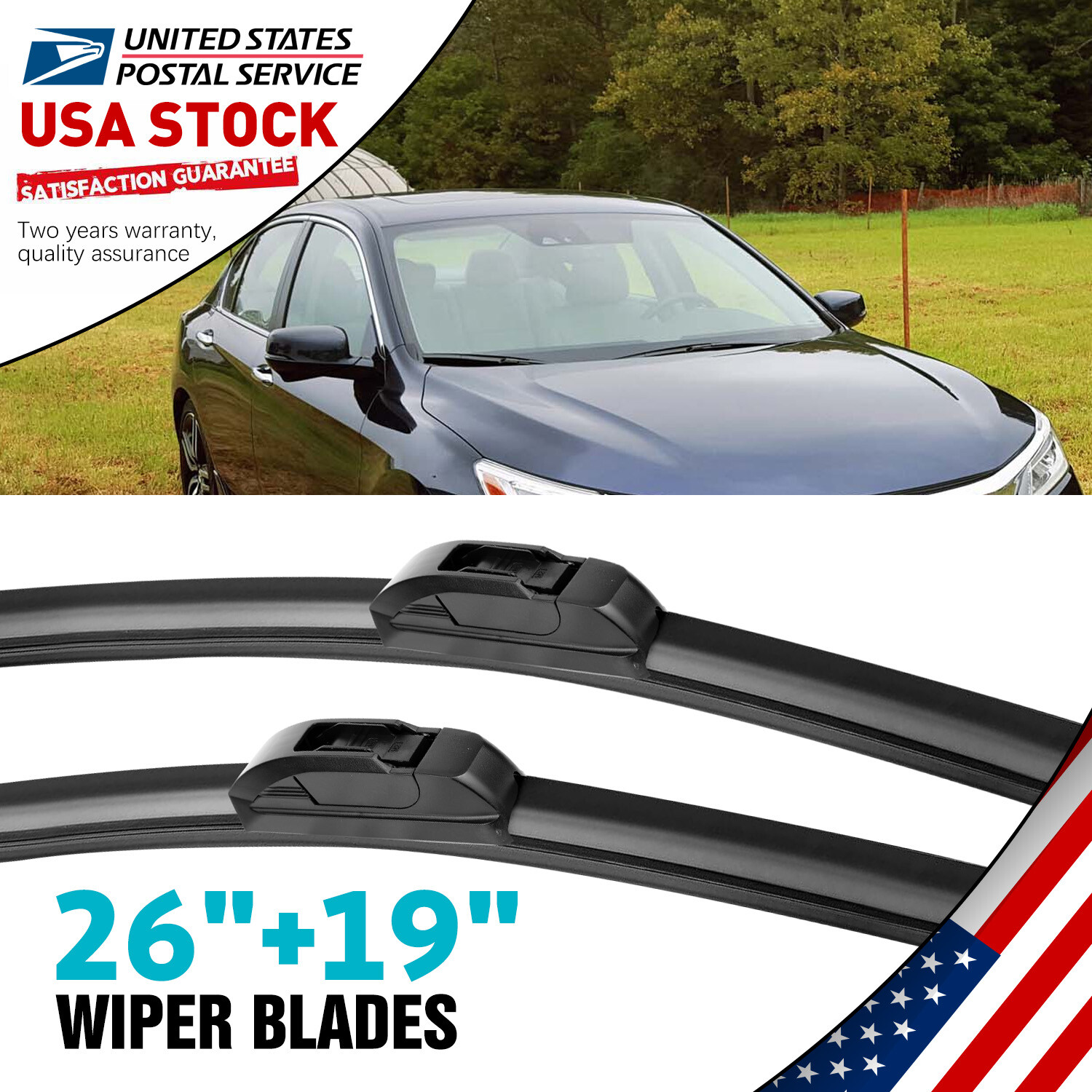 26+19 Inch U/J-Hook Windshield Wiper Blades for 2002-2008 Toyota Corolla