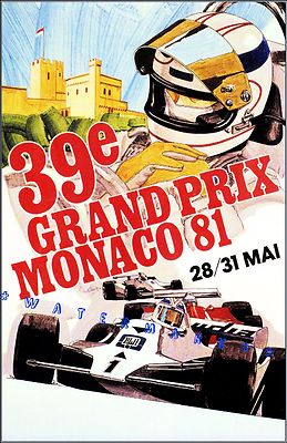 Monaco Grand Prix 1981 Car Racing Vintage Poster Print Tourism Garage Decor Art