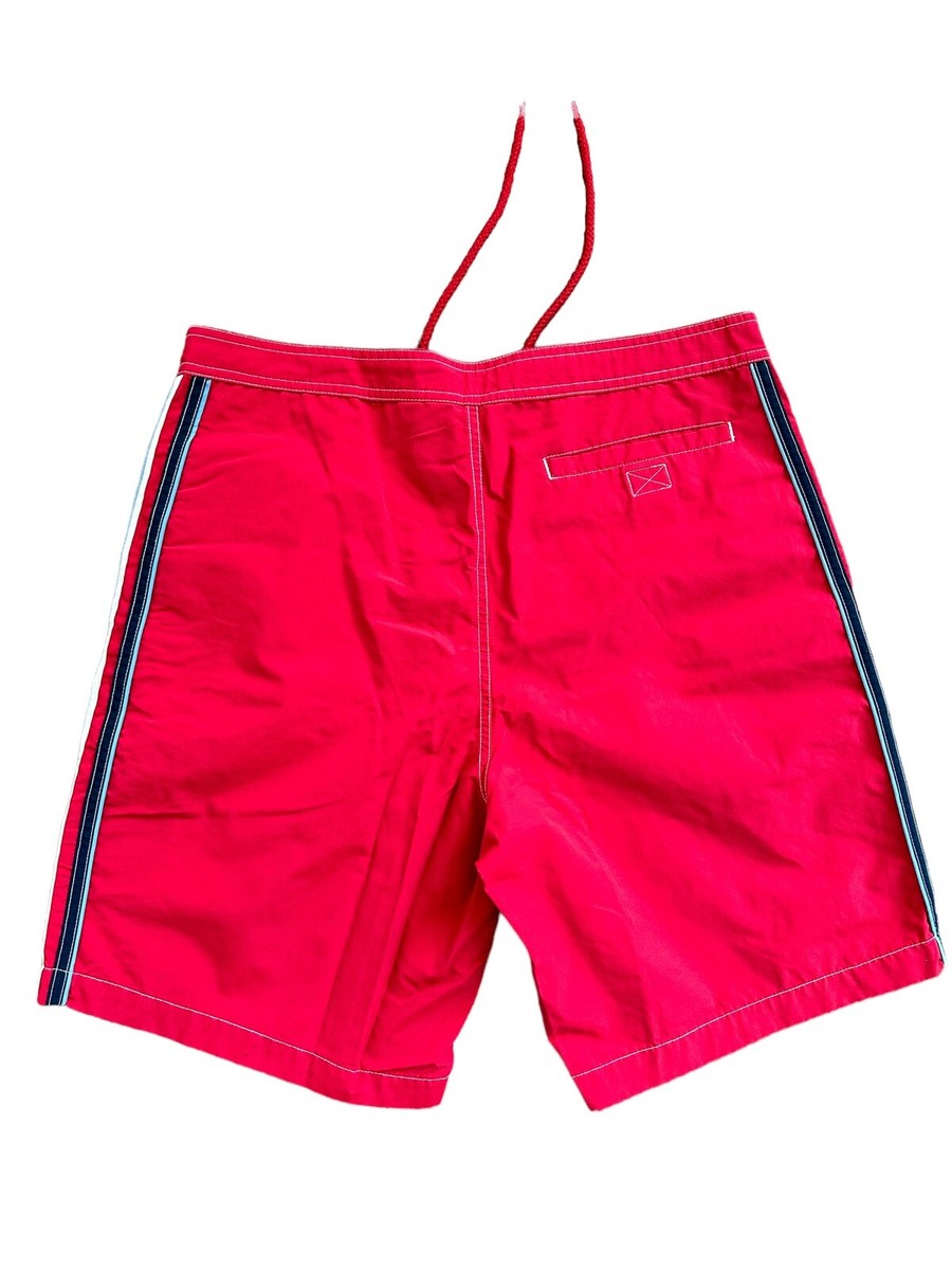 Crew Men's 33 Red Swim Trunks Board Shorts Stripes