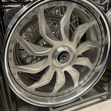 26 Forgiato Wheels Villagi Brushed Chrome Lip Wheel Tire Package 5-6 Lug