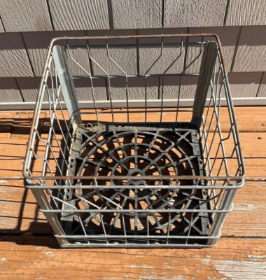 VINTAGE Milk Crate Steel Wire with Plastic Bottom | eBay