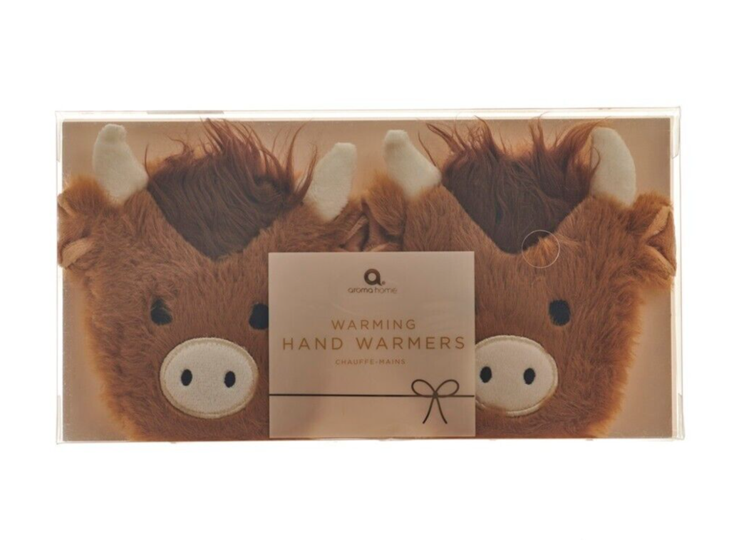 Aroma Home Highland Cow Reusable Click to Heat Gel Pack Hand Warmers (Pair)