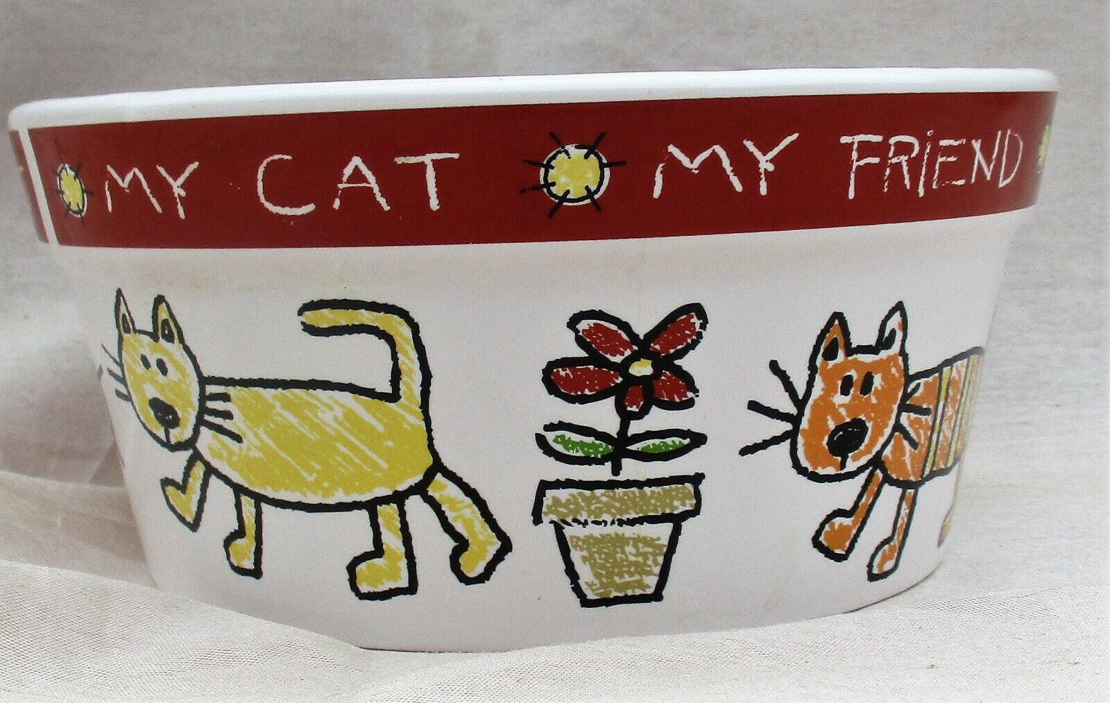 Cat Bowl My Friend Color Me Happy Signature Stoneware Kitty