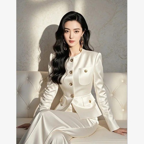 2Piece Sets Women Outfit Office Lady Jacket Blazer + Wide Leg Pants Women's Suit