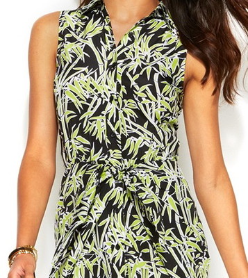 NWT $120 MICHAEL KORS Sleeveless Bamboo Knot Shirt Dress Pear Green 4 8 14  | eBay