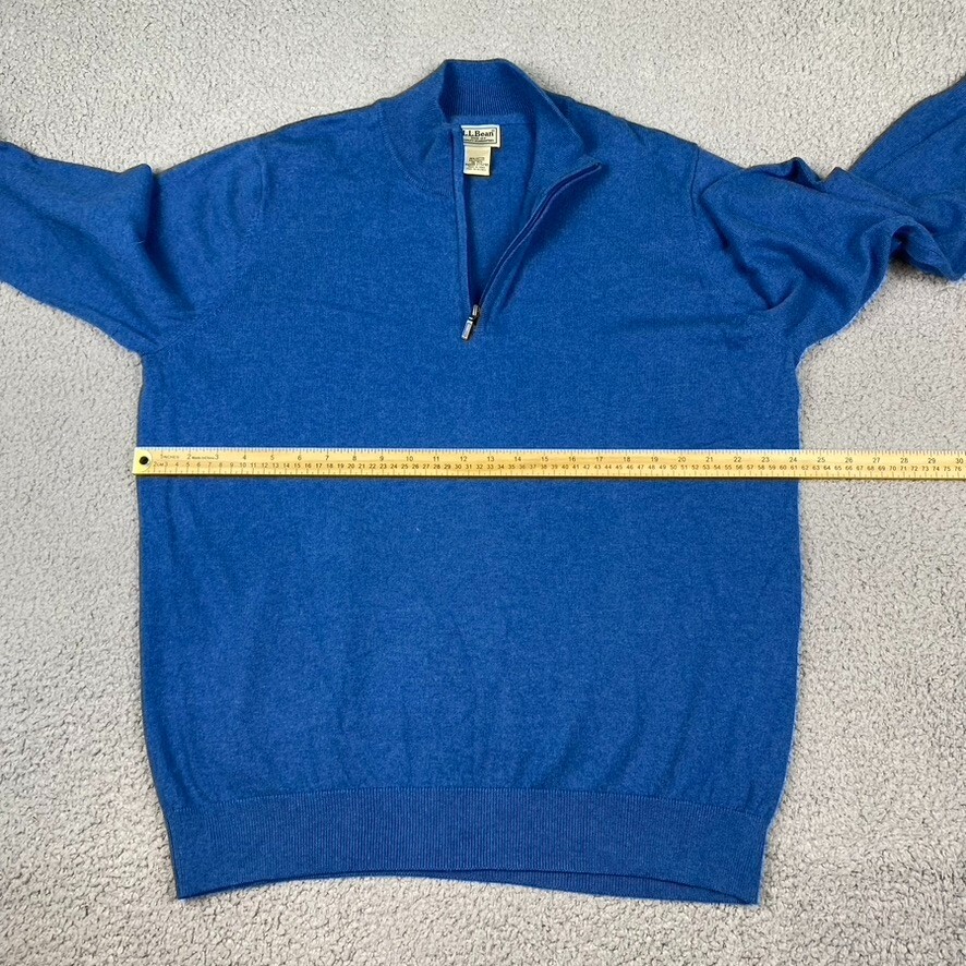 LL Bean Quarter Zip Lightweight Pullover Sweater Men’s XL Blue Cashmere