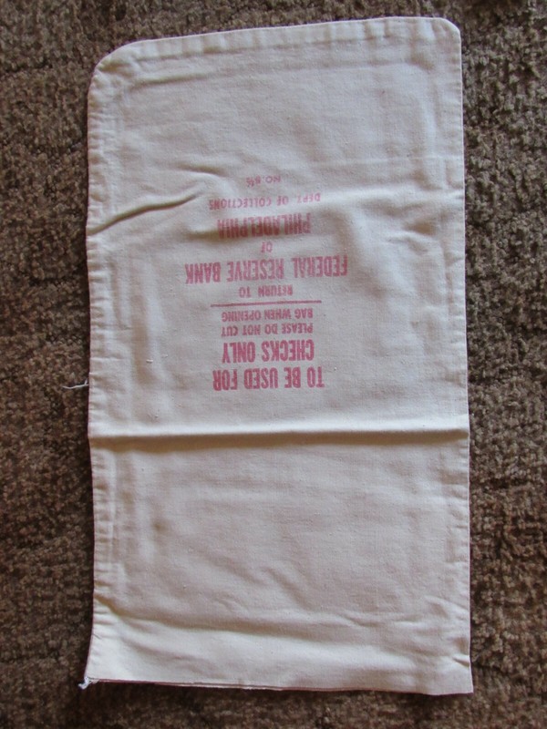 CANVAS BANK BAG PHILI FESERAL RESERVE !! CHECKS ONLY !!  "SIZE 25"x14"  #22 