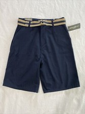 Eddie Bauer Boys Size 16 Navy School Shorts with Web Belt  Youth New