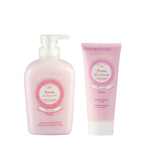 Perlier Confezione Regalo Sapone Liquido Crema Mani Fresia Set Regalo