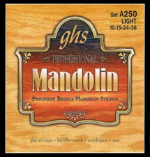 GHS A250 Phosphor Bronze Mandolin Strings Light gauges 10-15-24-36