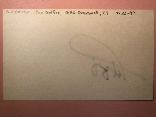 Paul Azinger Signed Auto in Person 1997 3 x 5 Index Card PGA Golf PGA Champ 1993 - Image 2 of 2