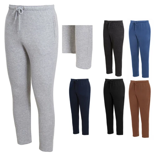 Mens Casual Plain Joggers Bottoms Open Hem Sweat Pants Zip Pockets Jog Trousers
