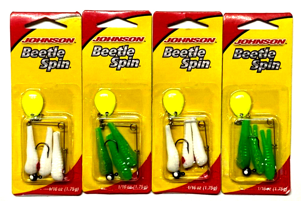 Johnson Beetle Spin 1/16oz PACKS White Red Dot and PACKS