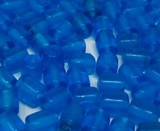100 pcs VTG Transparent Blue Glass Tube Beads 7mm Jewelry Beading Made in India