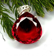 EGL Certified 29 Ct Natural Pear Red Ruby 925 Solid Silver Pendant Gemstone