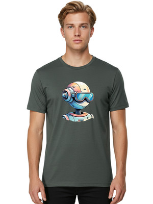 Robot-With-Goggles Mens Graphic Tee, 100% Cotton, Casual Summer Wear