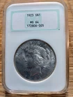 Peace Dollar 1923 Ms64. NGC