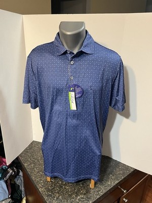 TailorByrd Men's Men s Polo Shirt Blue White Check Large - Poly Spandex - NWT