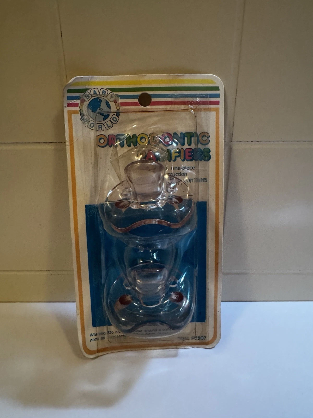 2 Pack Vintage Baby World Pacifiers Soft Clear Vinyl Orthodontic Nipple