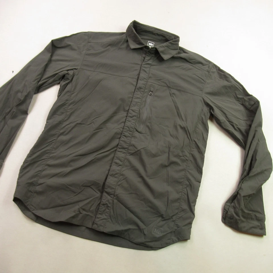Camisa REI Para Hombre Mediana Manga Larga Botón Frontal Exterior Bolsillo Foto 2 de 4