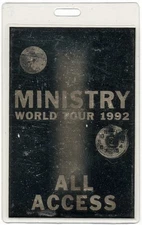 Ministry 1992 Concert Tour All Access Foil Laminated Backstage Pass