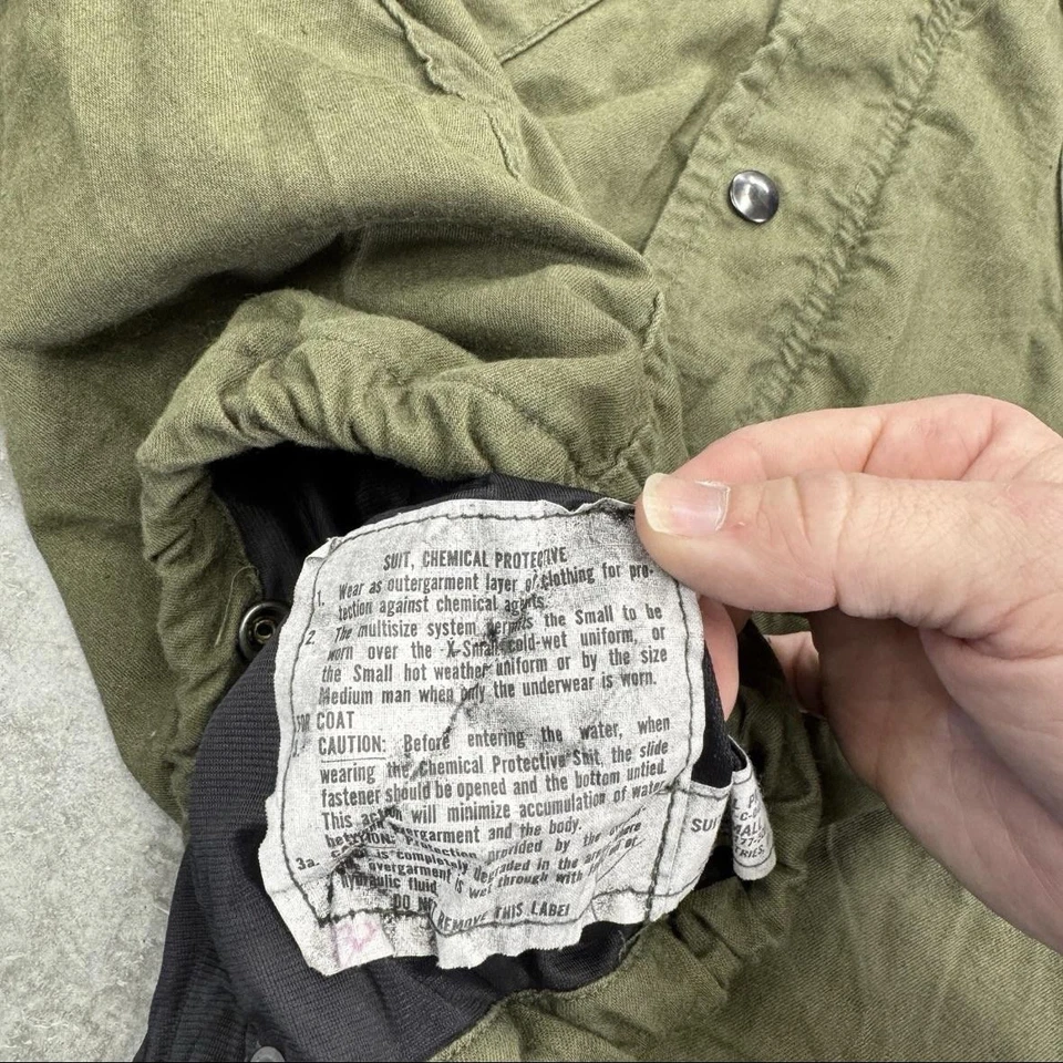 Vintage US Military Chemical Protective Jacket Mens Small Green Field 70s - Image 2 of 4