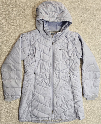 Columbia Youth Girl size L Hooded Light Purple full zip puffer winter jacket