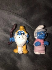 Smurfs Vintage Grandpa 20226 Nanny Grandma 20408 Lot Peyo Schleich Vintage RARE