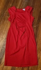 Shelby & Palmer Red Ruched Sheath Dress Size Womens 12 Zip Back