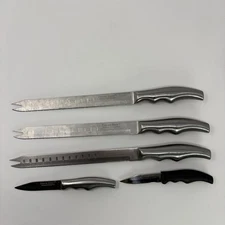 Forever Sharp Stainless Knives Lot Of 5 W/ Three 13” Slicing And Two 6” Paring
