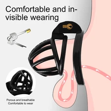 Breathable Male Resin Chastity Cage Latch Lock Cage with 4Size Rings Bird Device